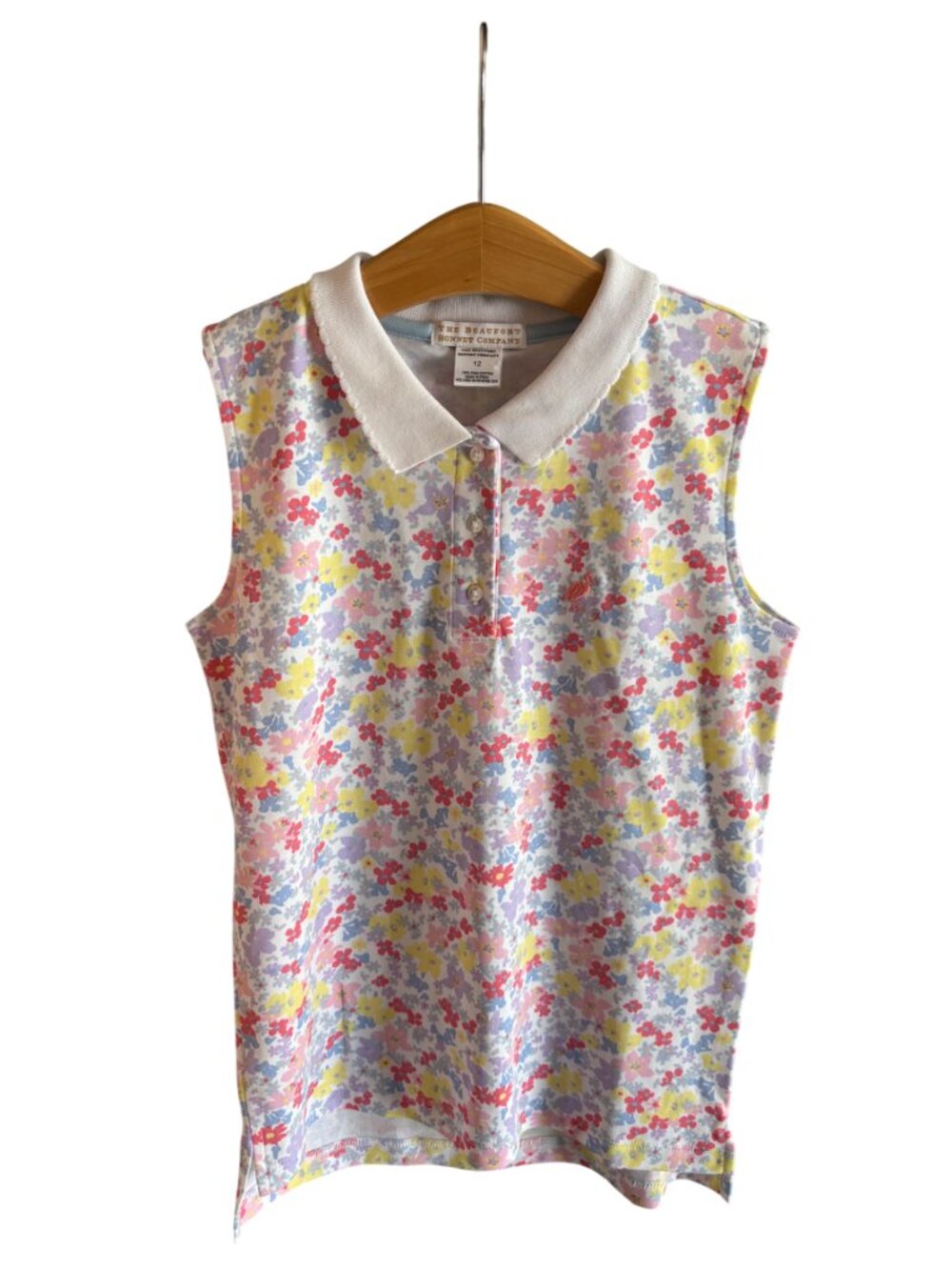 NWT The Beaufort Bonnet Company Floral Collared Tank Top Size 12